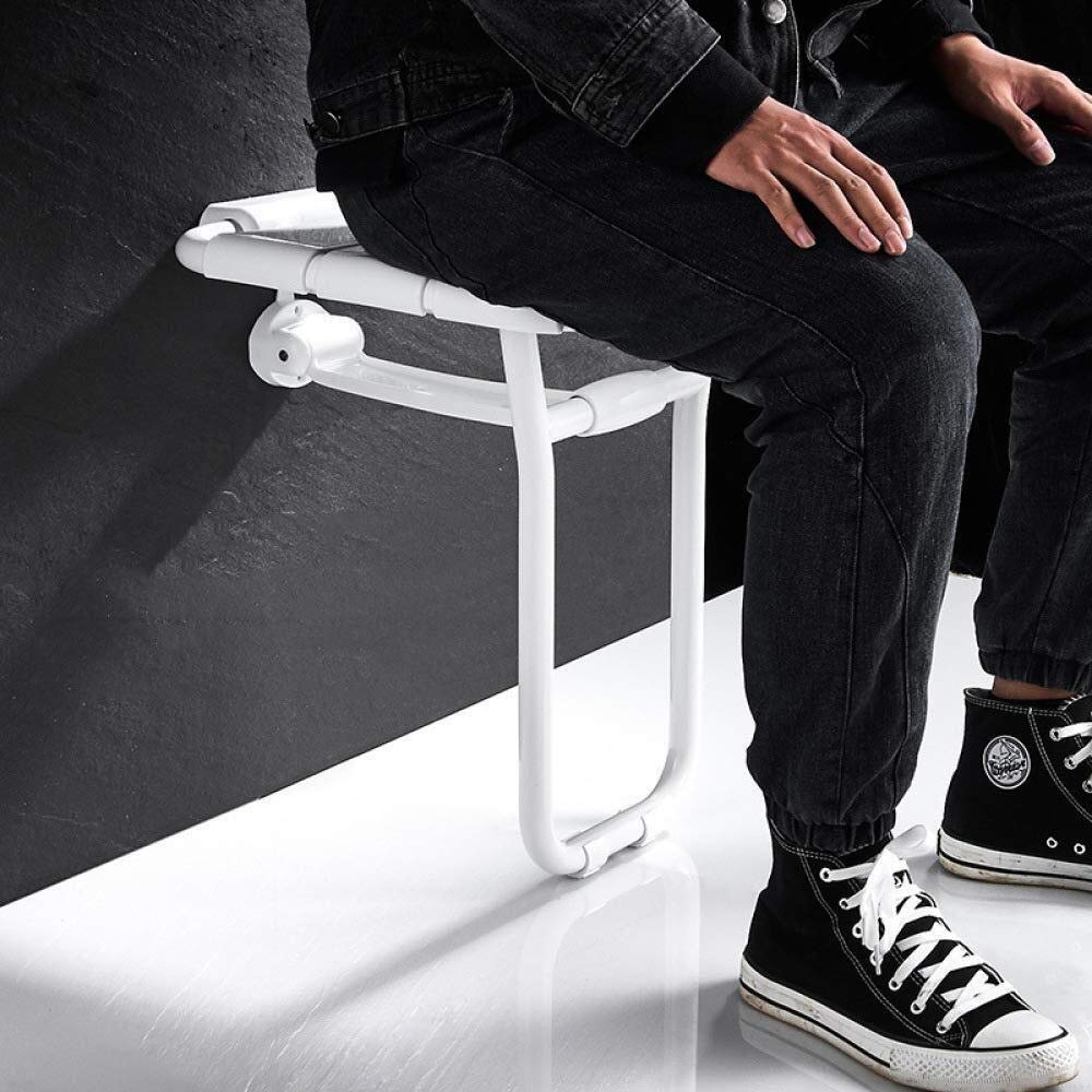 Home Essentials, Asiento de Ducha Taburete con Escalón Plegable Baño Montado en la Pared con Patas Abatibles para Personas Mayores Discapacitadas Max 150Kg,Blanco