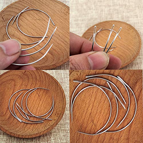 80Pcs Curved Needles Butuze Plastic Needle Case With 4 Sizes Hooked Needle For Stitching,Sewing,Embroidery,Hair Weaving #TOP3