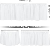 Vista 2 de TURSTIN 6 faldas de mesa de plástico blanco de 14 x 29 pulgadas para mesas rectangulares, mantel ajustable, mantel desechable para fiestas