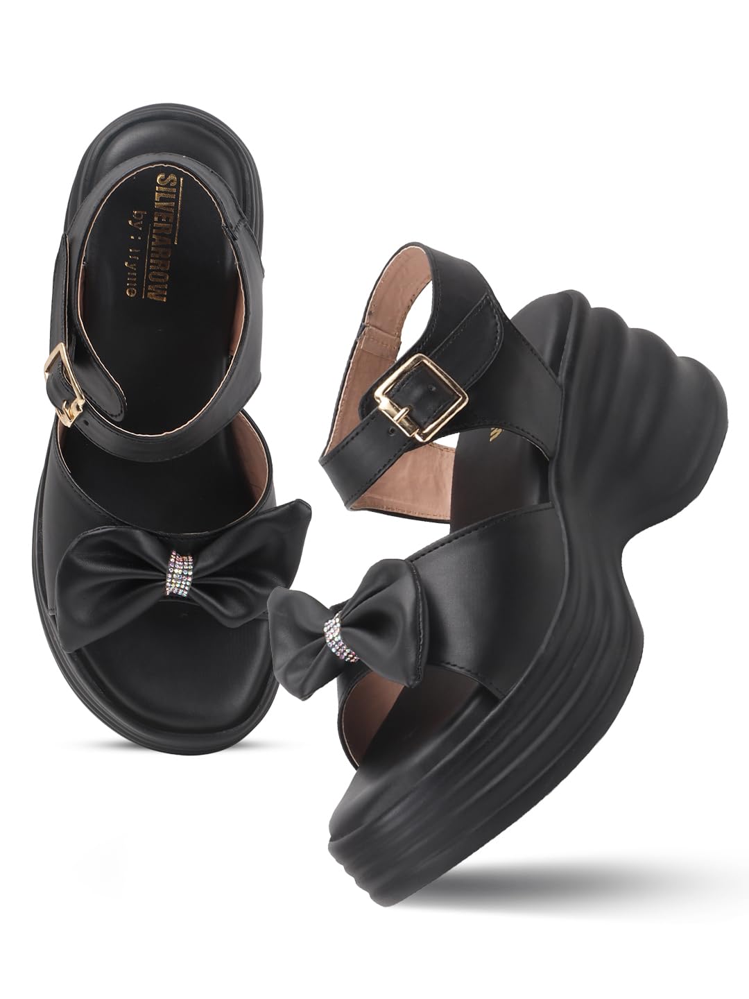 womens Sandly Bow Fashion Sandals|Bow Solid Buckle Closure Platform Heel|Casual Wear Sandals|Casual Wear-image-23