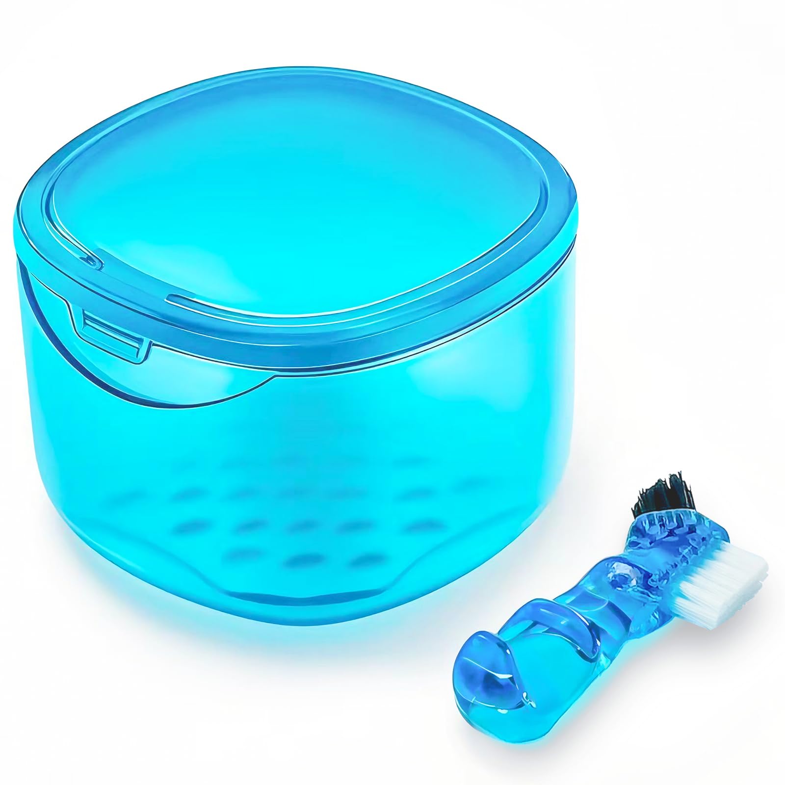 EZEELAI Denture Bath Case Denture Soaking Container with Lid Leak Proof, False Teeth Holder Mouthguard Storage Box Retainer Soaking Case - Transparent