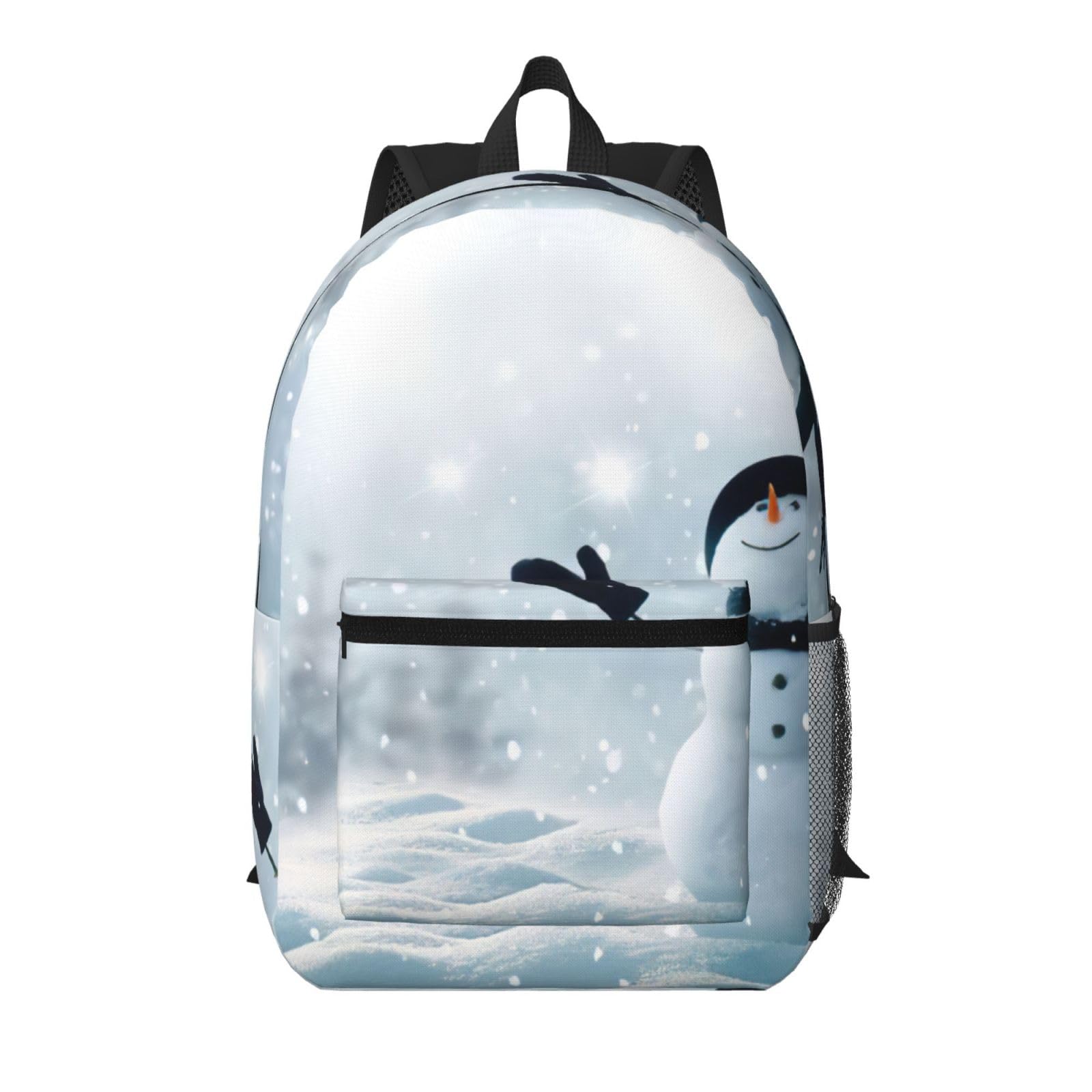 Mochila universitaria de Navidad unisex con compartimento escolar y estampado negro navideño 8