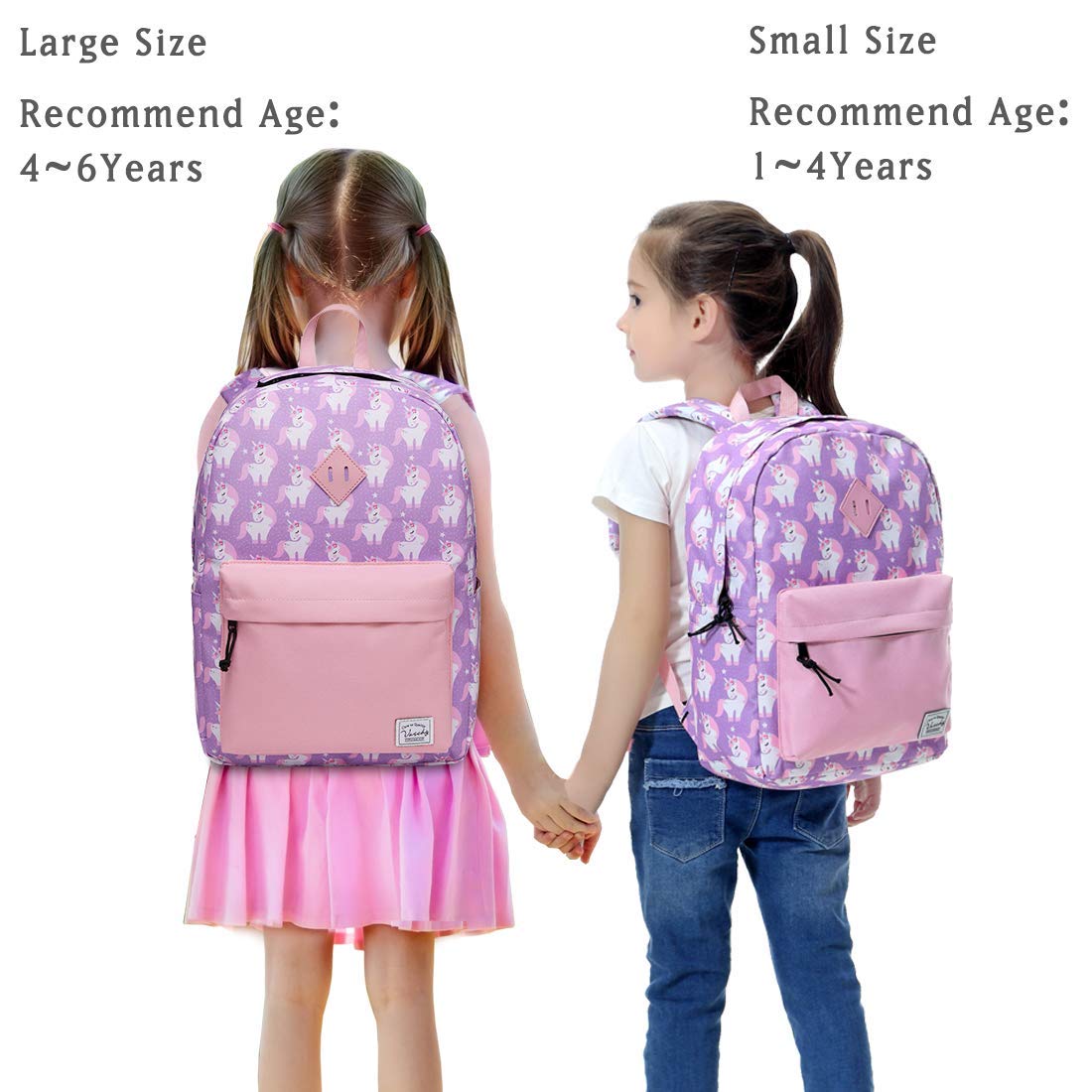 VASCHY Mochila escolar para niños y niñas - Mochila infantil - Mochila de jardín de infantes con hebilla de pecho, Unicornio-pequeño, Taille unique, Lindo