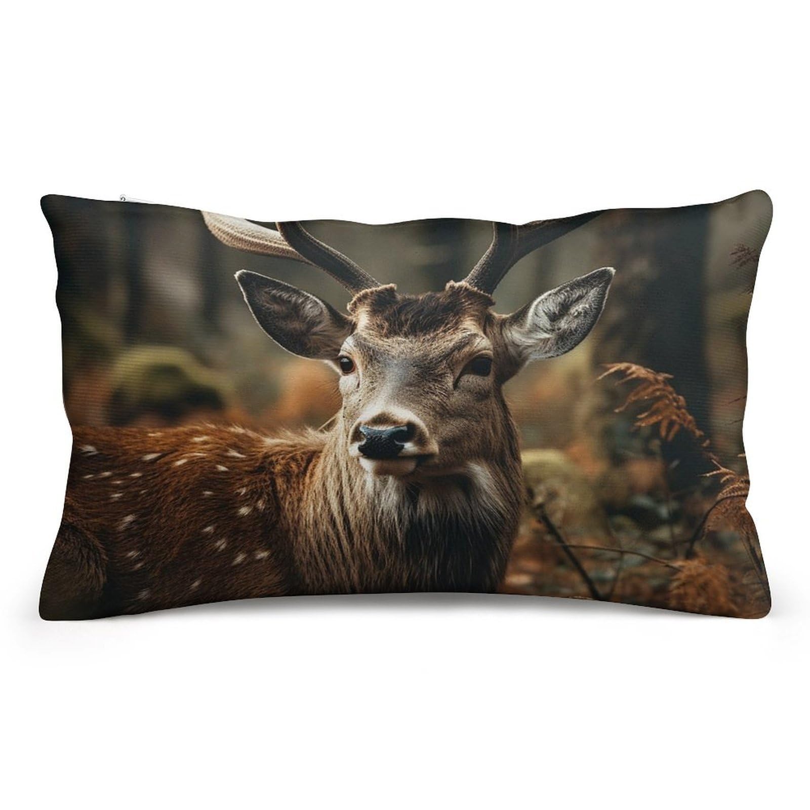 Velvet Pillowcases Standard Size 8"x12", Ultra Soft Breathable Pillow Cases for Bed, Luxury Cozy Fuzzy Pillow Shams, Lumbar Pillow Cover, Wild Deer Cushion Case Home Decor