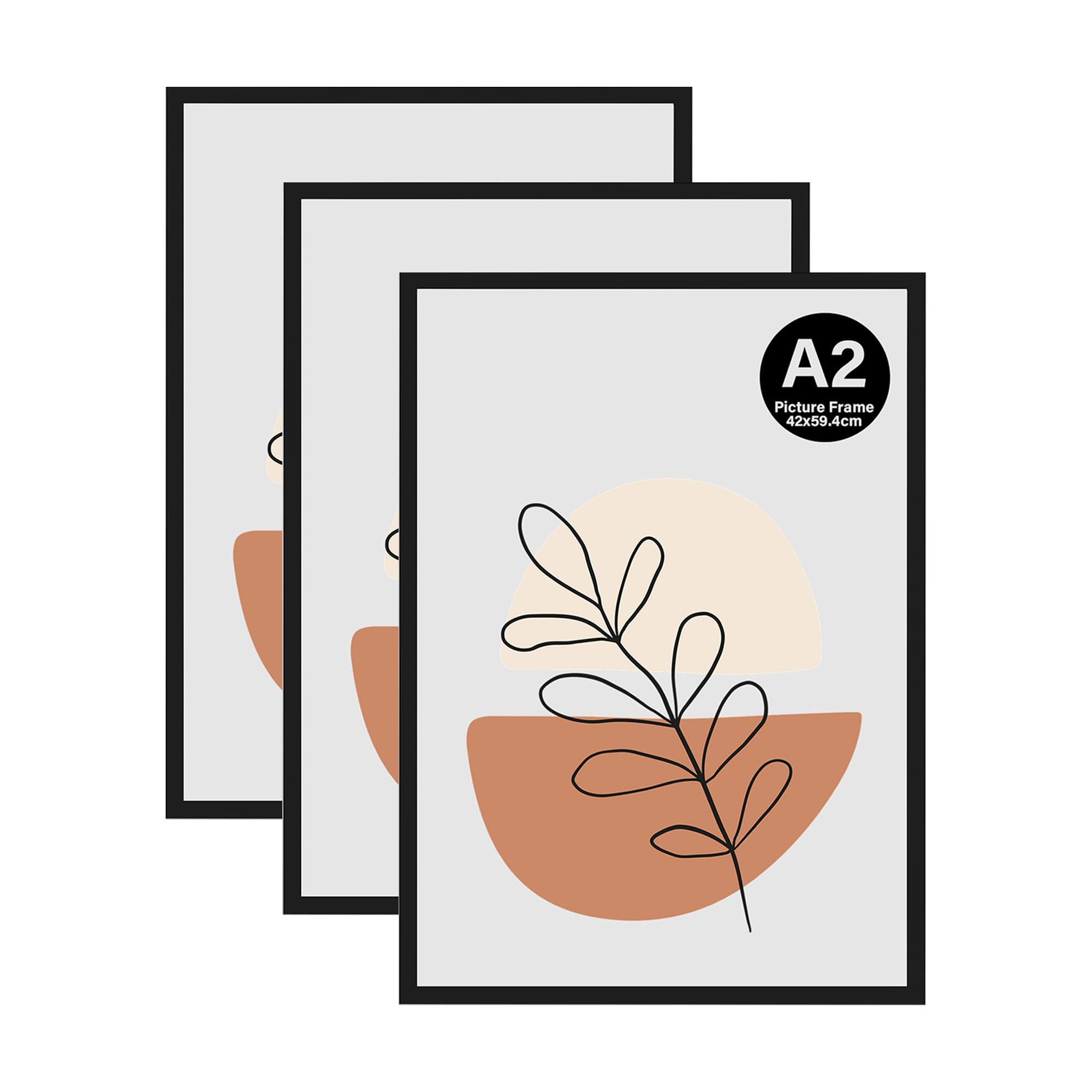 KAIWIN A2 Picture Frame, 3 Pack Black Photo Frame, A2 Poster Frame (59.4x42cm), Wooden Photo Frame Used for Photos, Pictures, Posters,Puzzles — image 1