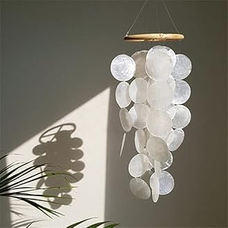 Wind Chime Capiz Shell Mother of Pearl Shells in White for Home Hanging Ornaments Nursery Decoration(Small)