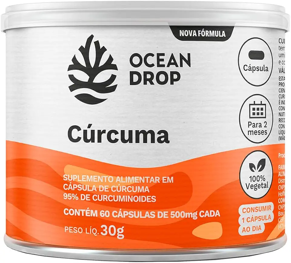 Cúrcuma padronizada Ocean Drop 95% - 60 cápsulas de 500mg