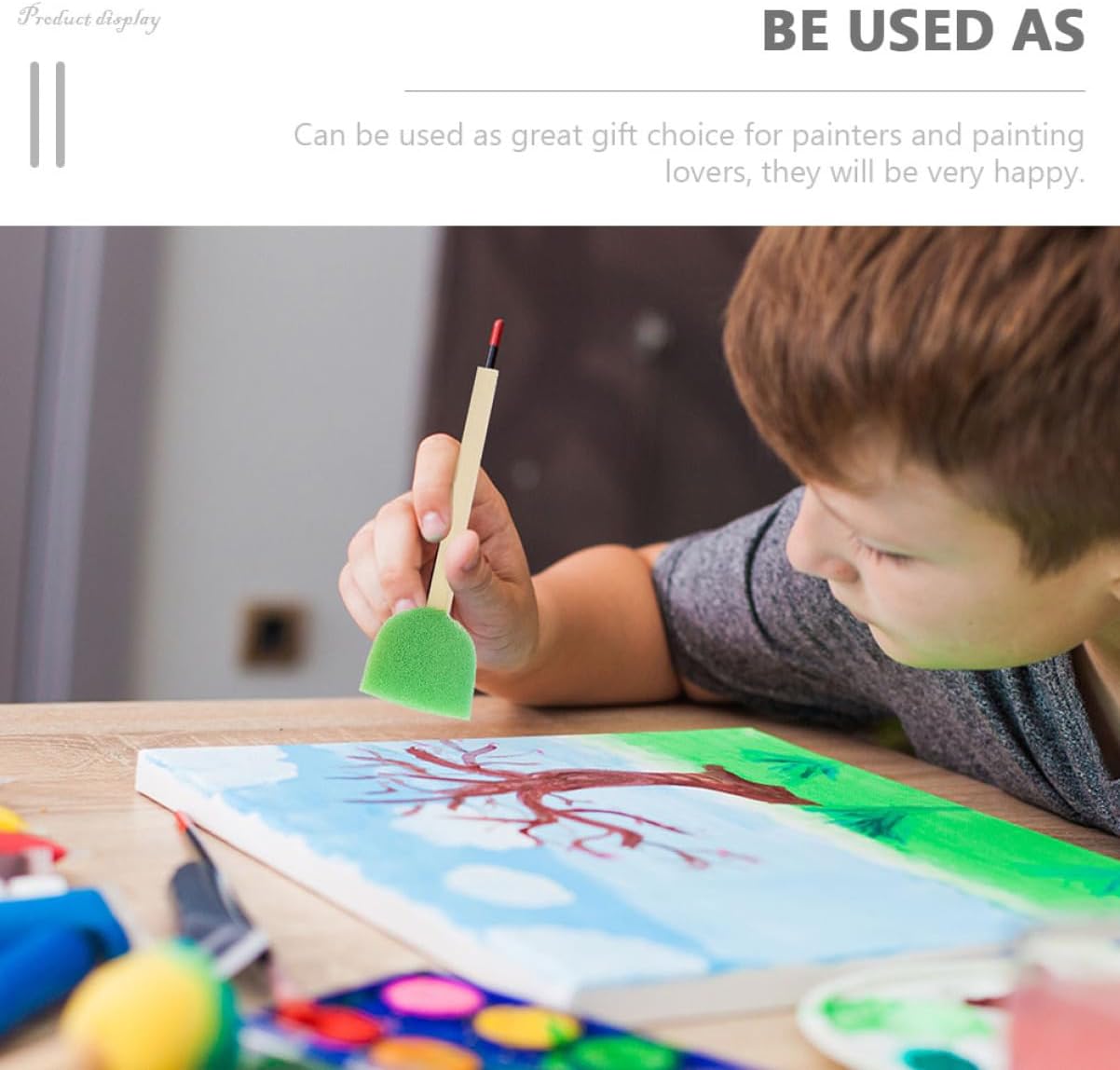 TEHAUX 30pcs Sponge Painting Tools for Boys and Girls Supplies for Early Learning and Creative Crafts