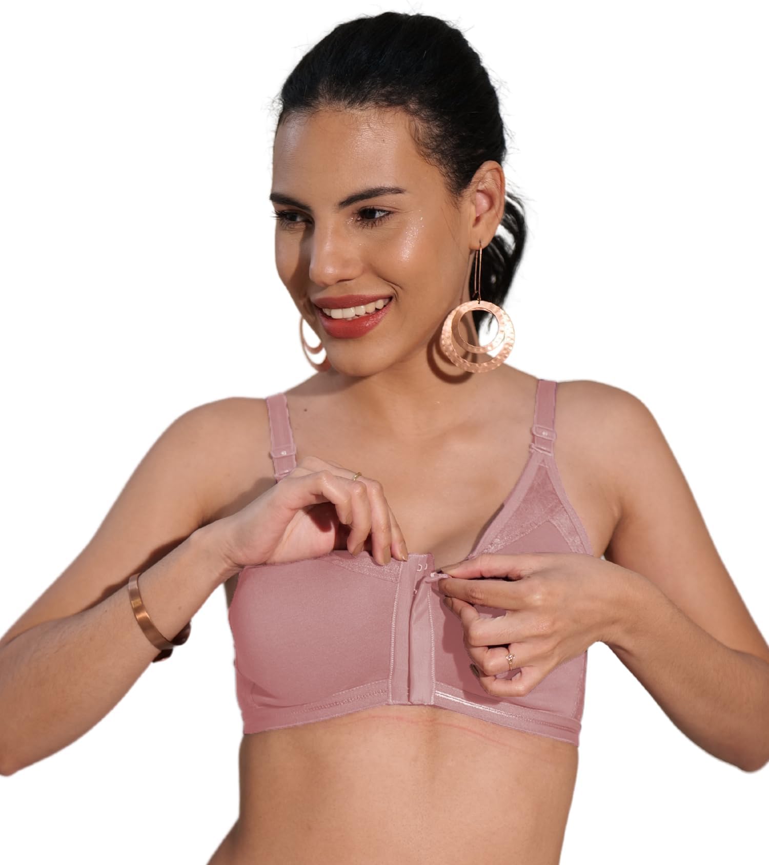bodysize Women's Front Open Bridal Bra | Wire-Free Full Coverage Side Net Design | Sweat Absorbent, Soft Cotton Fabric for Ultimate Comfort-picture-22