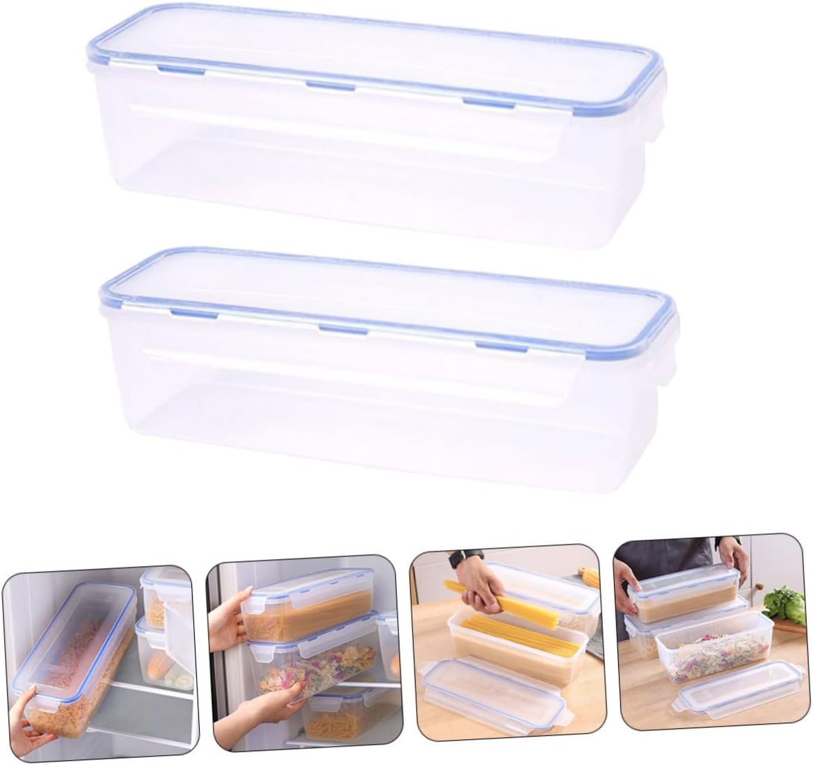 Cabilock 2pcs Pasta Storage Box Lids Spaghetti Container Food Storage Container Capacity Sealed Design Kitchen Organizer