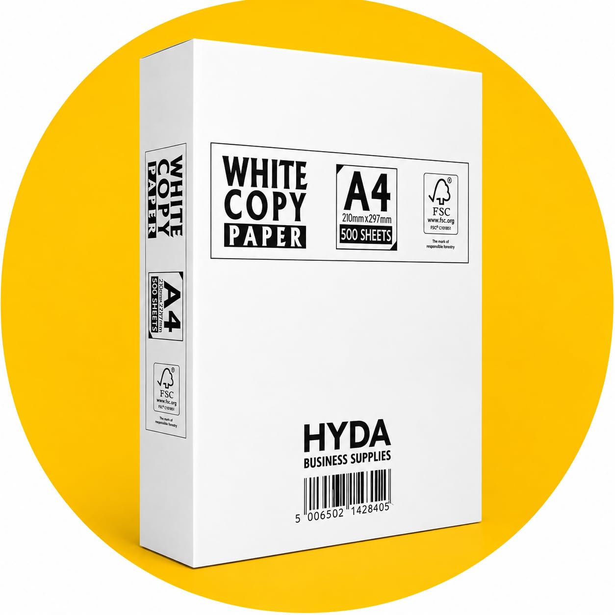 HYDA A4 Printer Paper 75gsm, White Copy Paper, 500 Sheets 1 Ream, A4 Copier Paper for Inkjet, Laser Printers & Copiers