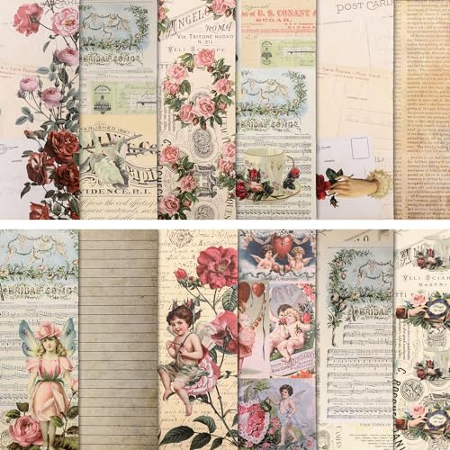 XIHIRCD 24pcs Multicolor Vintage Scrapbook Paper for Scrapbooking DIY Crafts