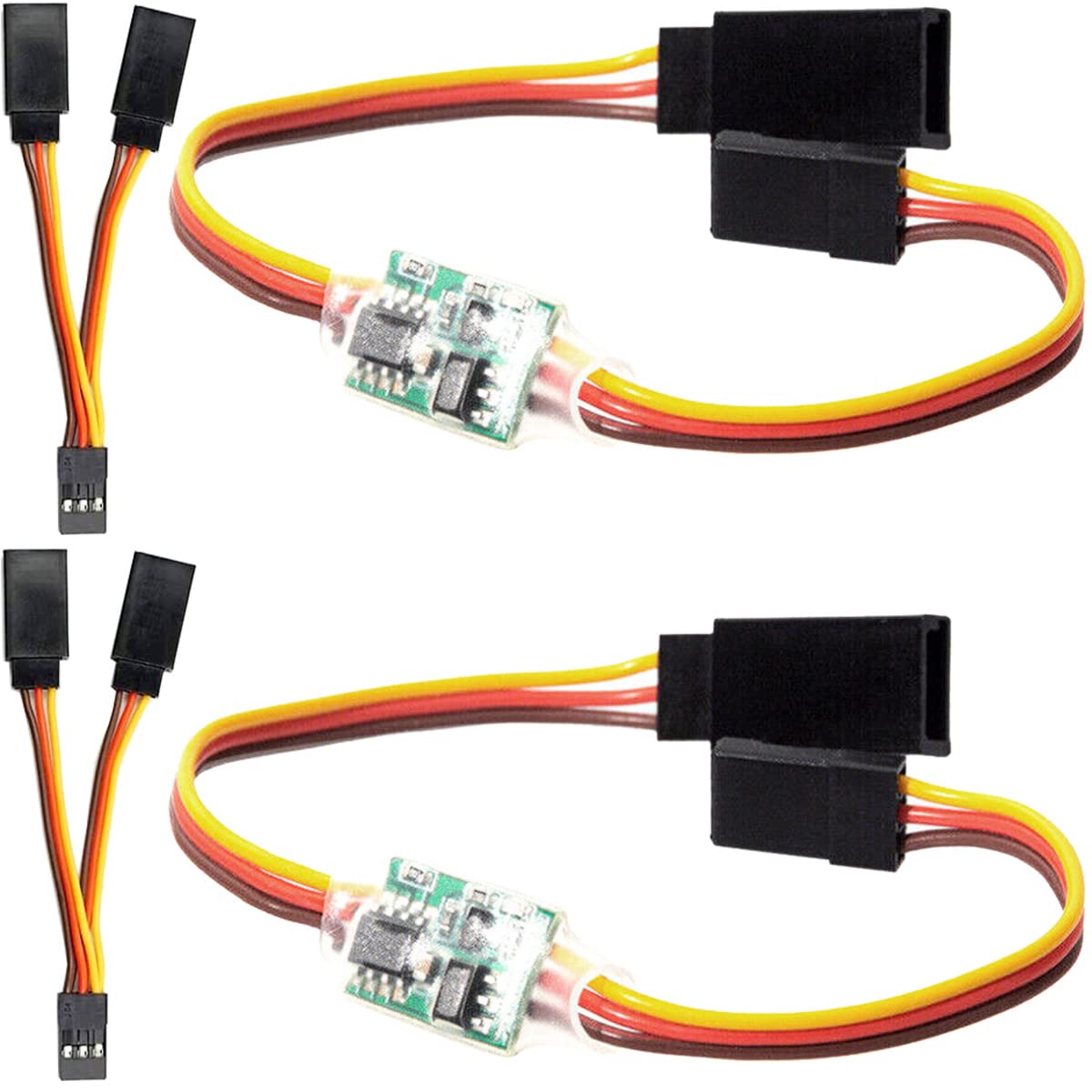 Youmile 2 pcs Servo reverser Servo Signal Reverser module 3.6V - 24V 5A Rotation Inverter Steering Gear JR Servo Plug with Servo 1 to 2 Y Harness Male to Female Extension cable