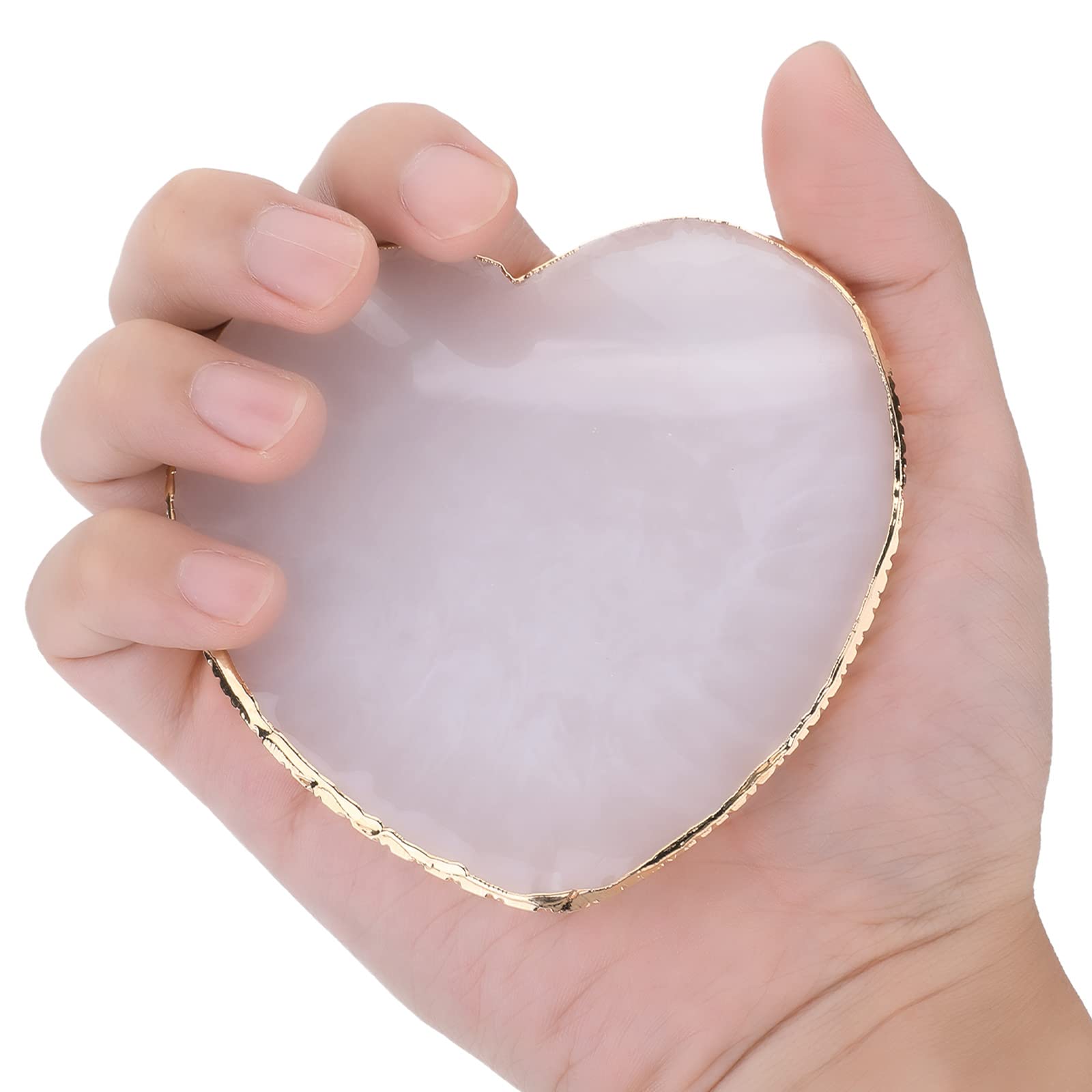 Paleta de arte de uñas de resina con borde dorado, soporte de uñas en forma de corazón, base de maquillaje, herramientas de mezcla, tablero de exhibición, gel de uñas, paleta de mezcla de 8