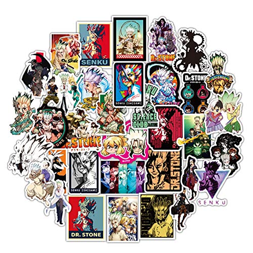 Dr.Stone Sticker Pack of 50 Stickers - Classic Japanese Anime Stickers for Water Bottles Computers Laptops (Dr.Stone)