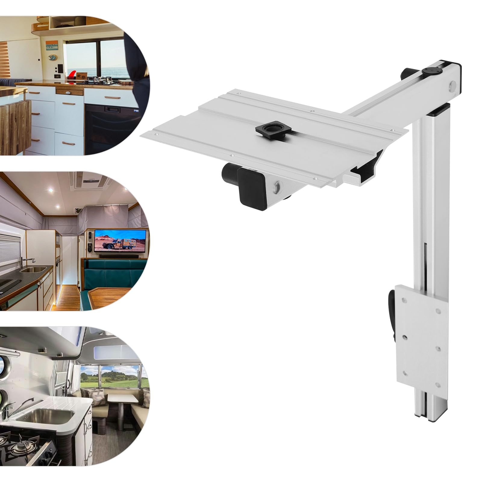 Table ORRV marine rectangulaire amovible, pied rotatif à 360°, système de pieds de table amovible pour camping-cars, bateaux, pontons, yachts