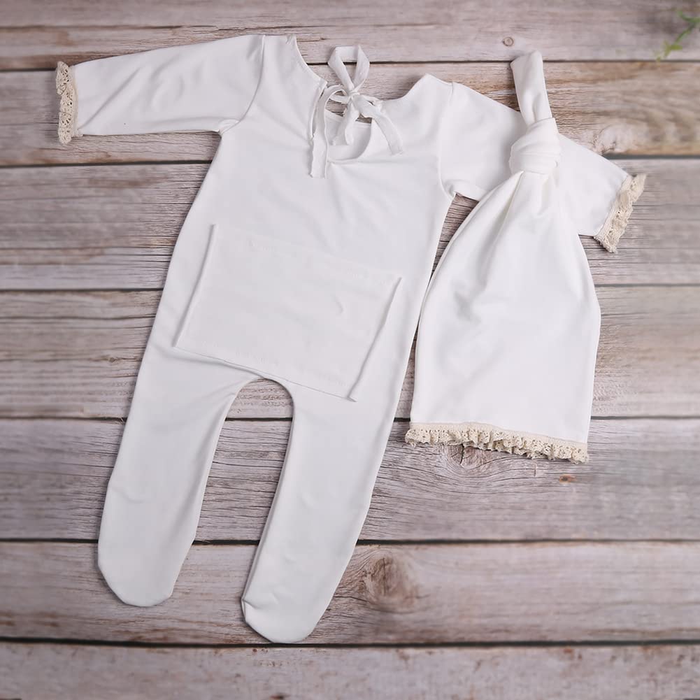 Costume Photographie Nouveau-Né Tricoté – Salopette, Chapeau Et Short – Lot Bébé 0-3 Mois – Pour Garçon Ou Fille – Cadeau Naissance Baby Shower