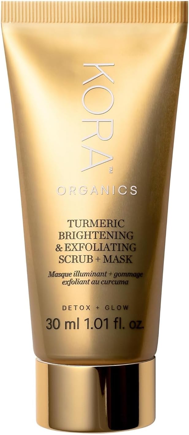 KORA Organics Turmeric Brightening & Exfoliating Mask, Multi-Use Facial Scrub, Polish & Illuminate, Certified Organic Exfoliating Face Mask, Cruelty Free, 1.01 fl oz