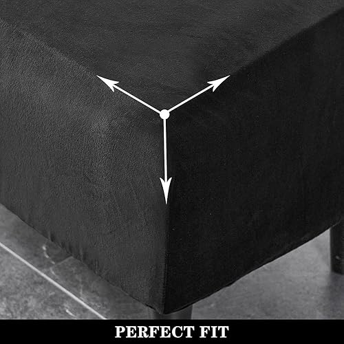 Miniatura 4 de Fundas otomanas elásticas, funda otomana de terciopelo, funda rectangular de almacenamiento para taburete, funda para reposapiés para sala de estar,