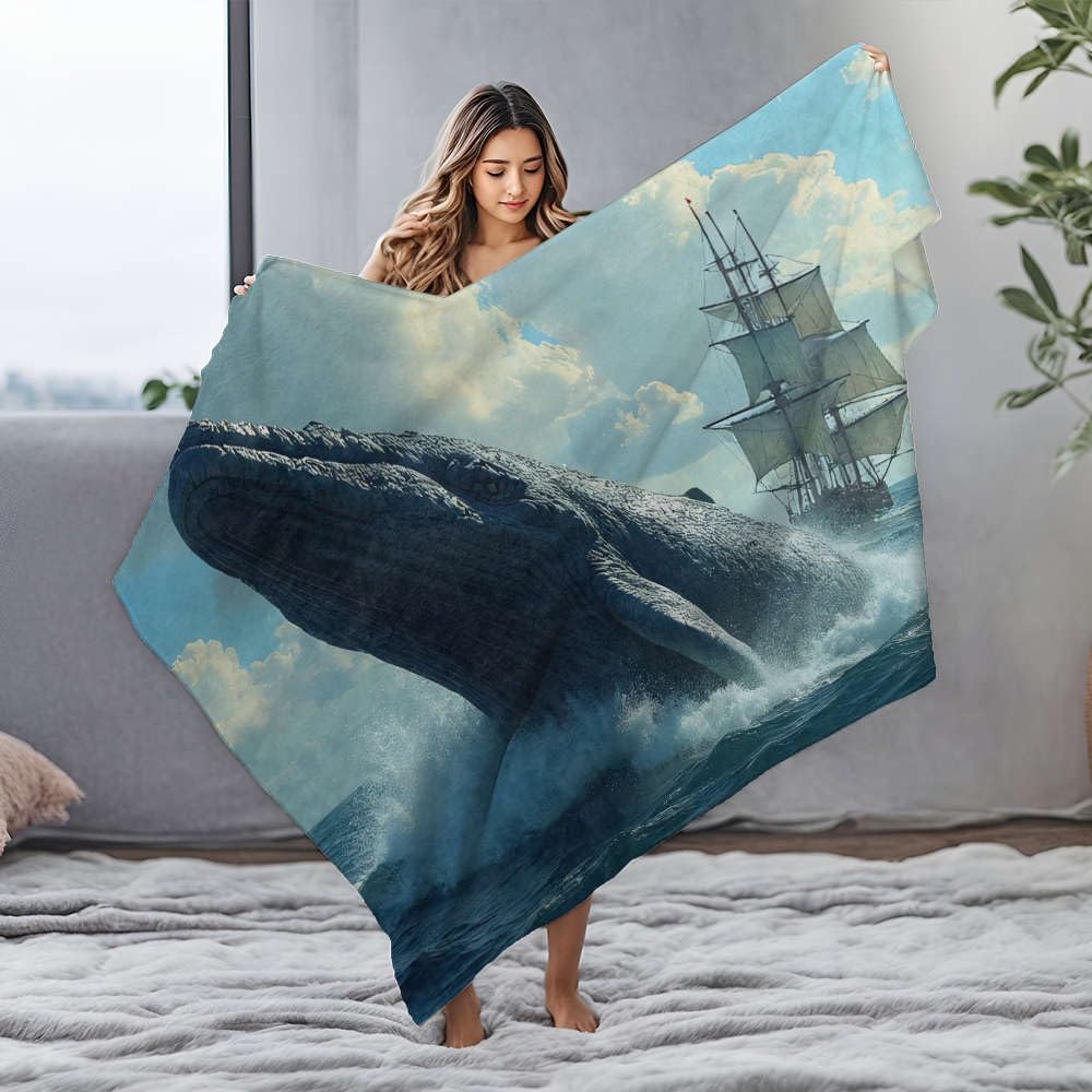 Couverture lit flanelle chaude anti-frissons grand plaid baleine 150x200