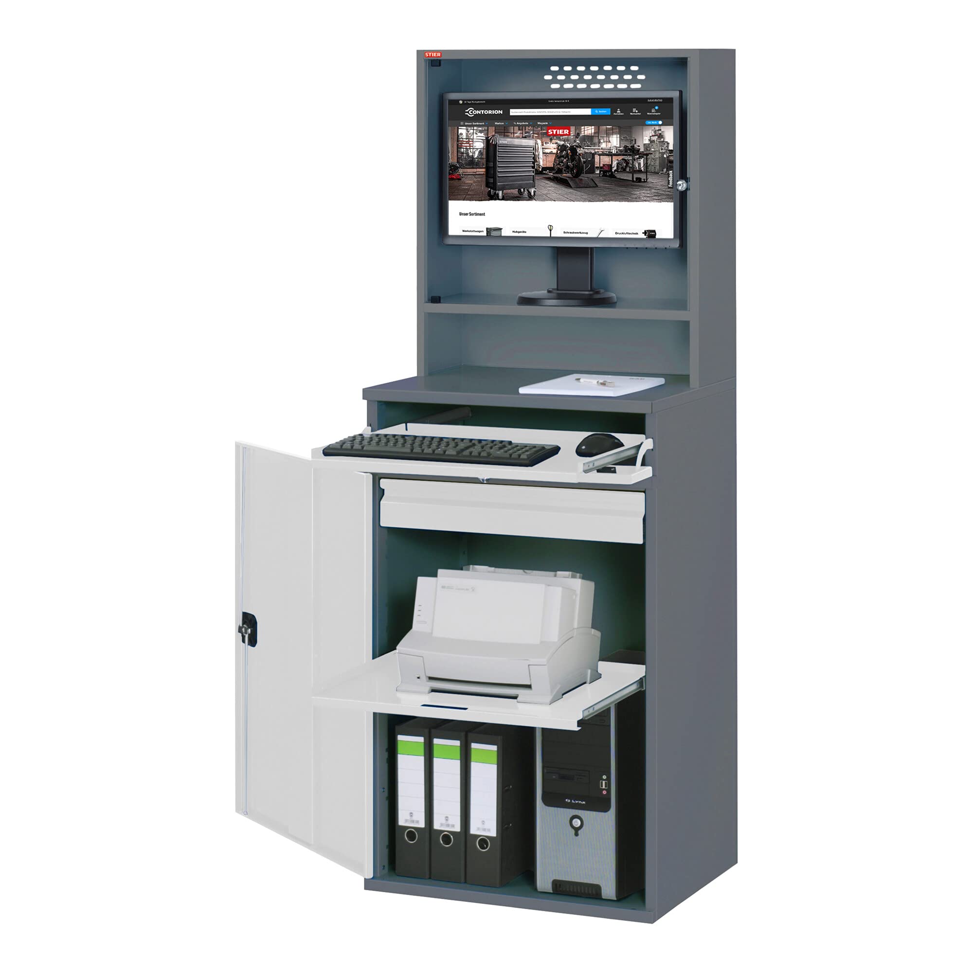 STIER Armoire informatique Premium, fixe, lxPxH 650x520x1 770 mm