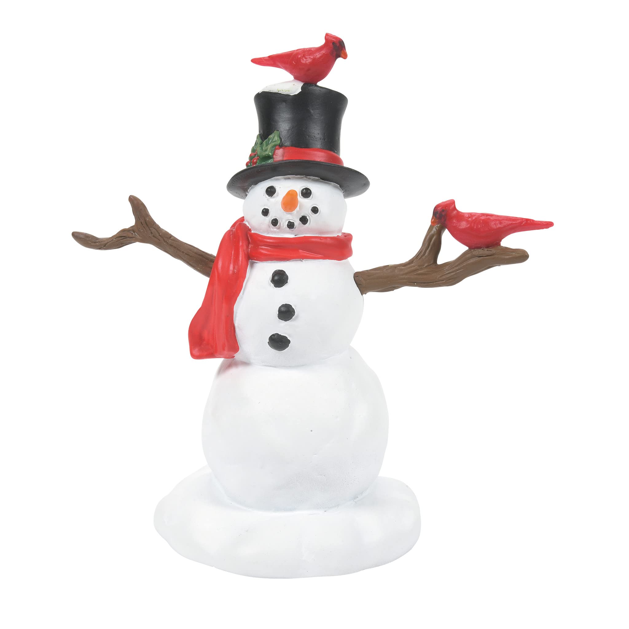 Department 56Accessories for Village Collections Cardinals on Christmas Snowman Figurine, 3.375 Inch, Multicolor