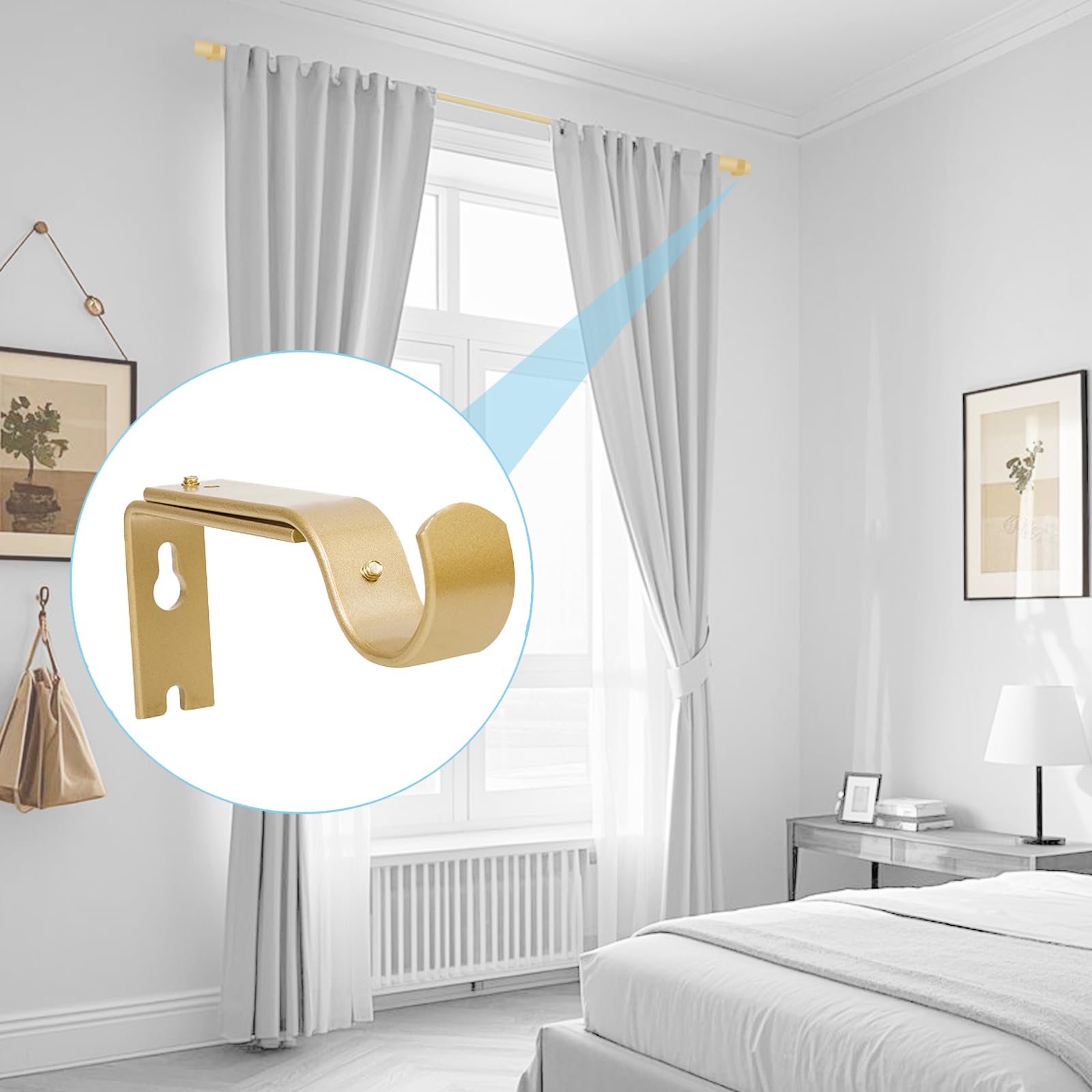 Gold Curtain Rod Brackets - 3 Pack -7