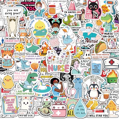 120Pcs Funny Nurse Stickers Nursing Week Gifts Medical Sticker for Water Bottle Cups Planner Laptop Decal for Health Care Workers