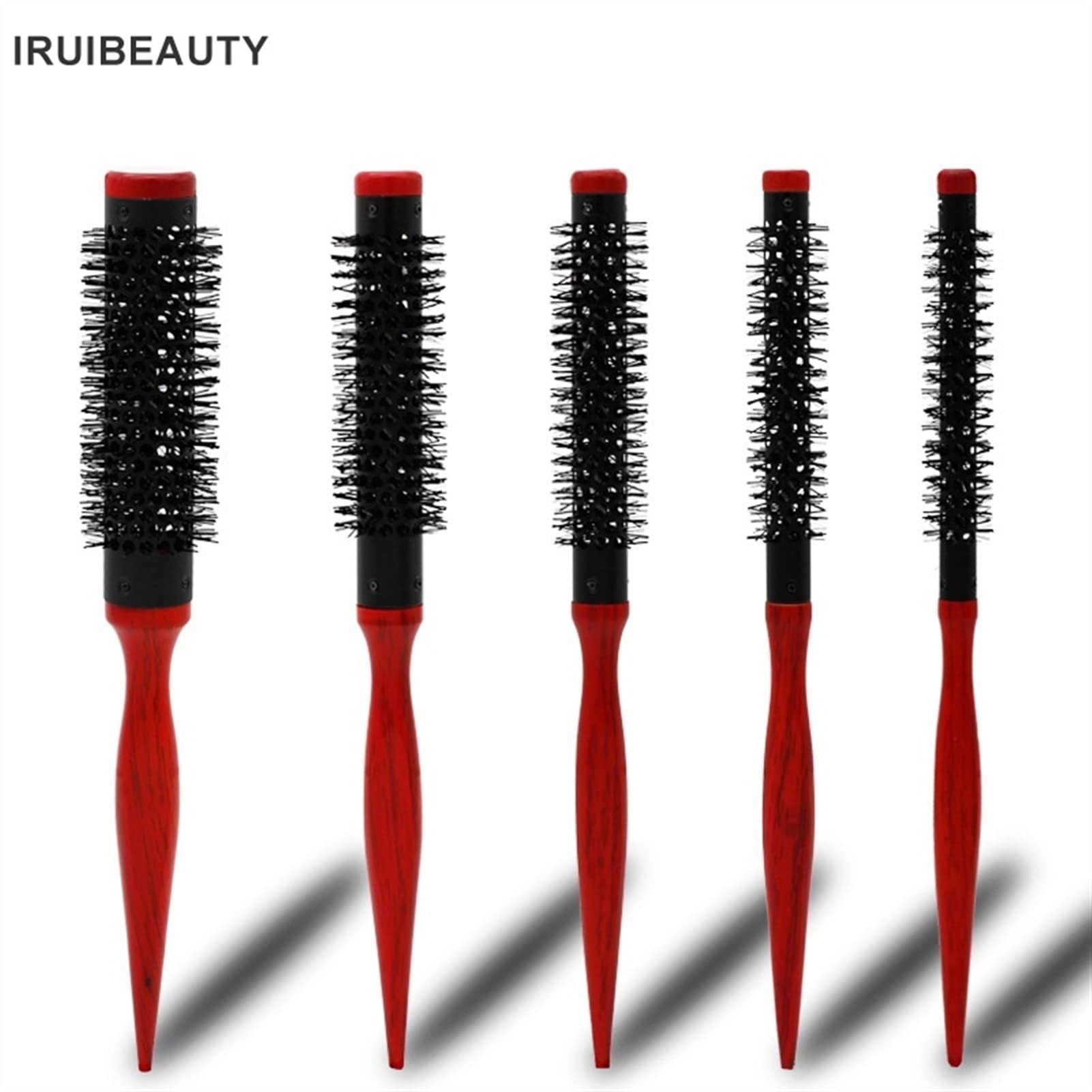 Pettine da Barbiere per Capelli Ricci 5pc. S Grezzo Capelli Roll Brush Pennello Pennello Rosso Rotondo Capelli Pettine Salone Capelli Pettinatura Pettine Spazzola per Pettinare per Uomini e Donne ( Co