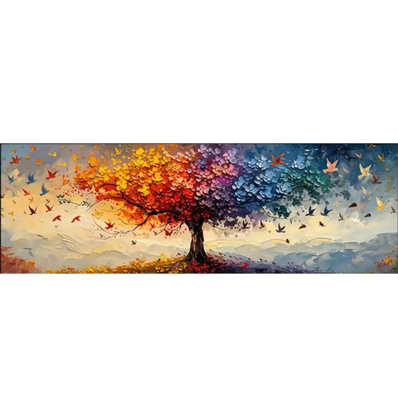 YUSUZHU Impresión artística en lienzo y póster de gran tamaño con árbol de la vida, imágenes geométricas, decoración clásica de pared para cocina, para sala de estar, 30 x 90 cm, con marco
