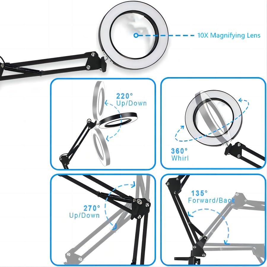 Verres magnifying avec structure à bascule à 2 sections et verre véritable