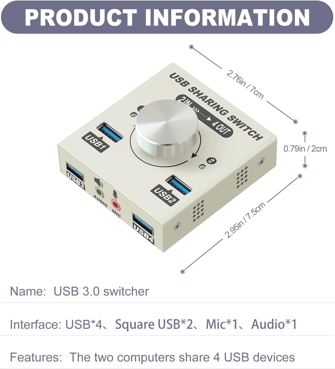 8K HDMI Splitter 1 in 2 Out 4K 120hz, USB 3.0 Switcher 2 Computers