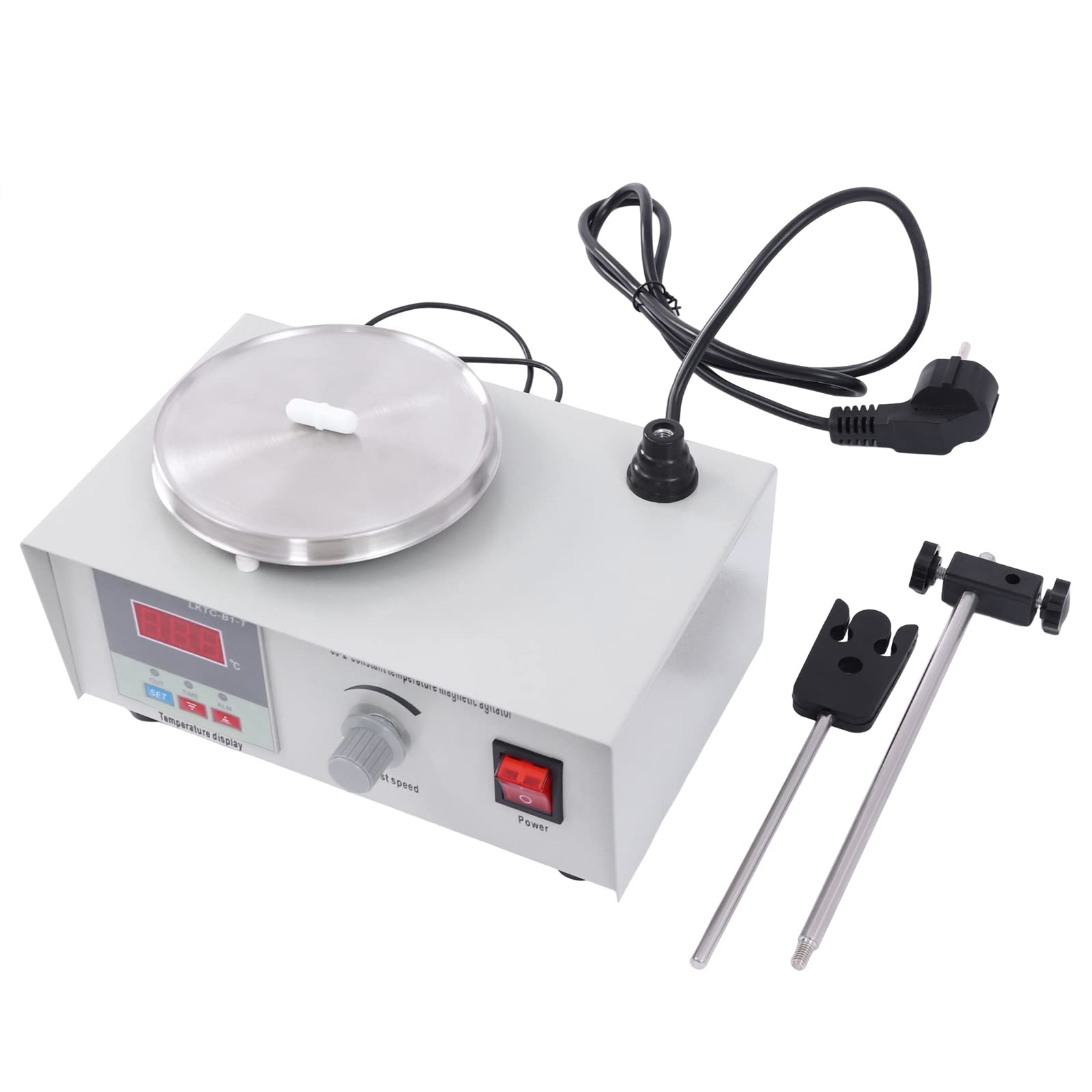 Agitador magnético con función de calefacción, 250 W, 0-2000 rpm, control digital de 0-99 °C, placa de acero inoxidable 304 para laboratorio
