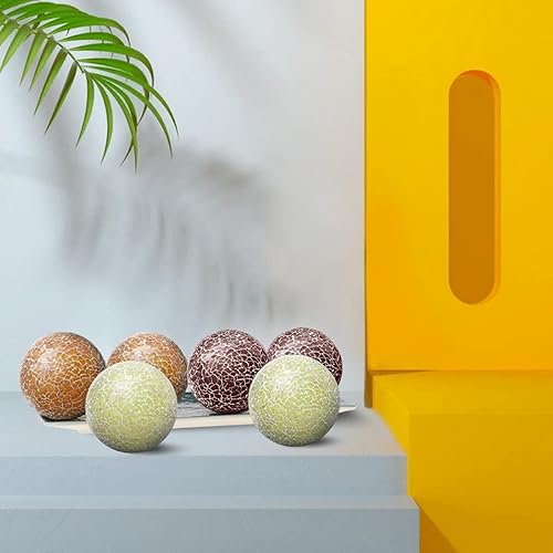 Miniatura 5 de Meiwlong Juego de 3 bolas de mosaico de vidrio de 3.35 pulgadas, cuencos de mesa de colores, jarrones, centros de mesa, juego de centros de mesa,