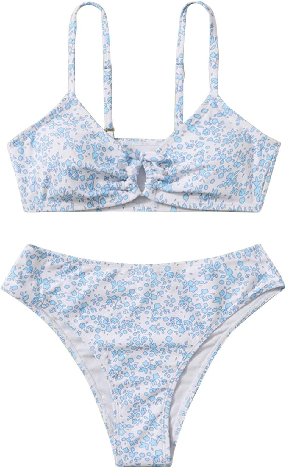 IkevanOddler Girl 2 Piece Swimsuit Sport Floral Prints High Waist Bikini Set Swimwear Bathing Suit 16 Girl Bathing Suit