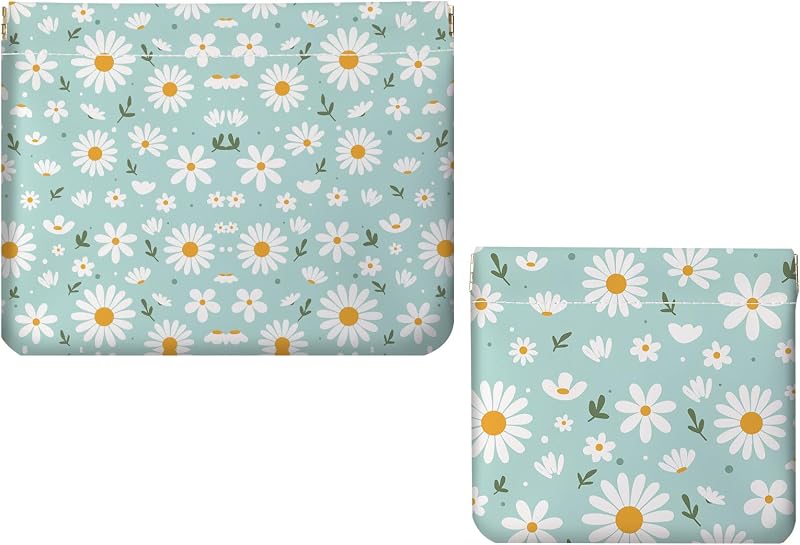 Conjunto Luoycxy com 2 necessaires de maquiagem em couro sintético, fechamento sem zíper, White Flower