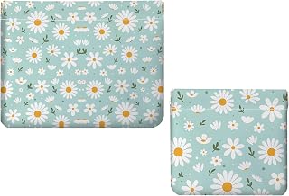 2 PCS PU Leather Small Makeup Bag Set for Purse,No Zipper Self-closing Cosmetic Bag, Portable Coin Purse Lipstick Accessories Organizer Travel Toiletry Storage Pouch for Women,White Flower