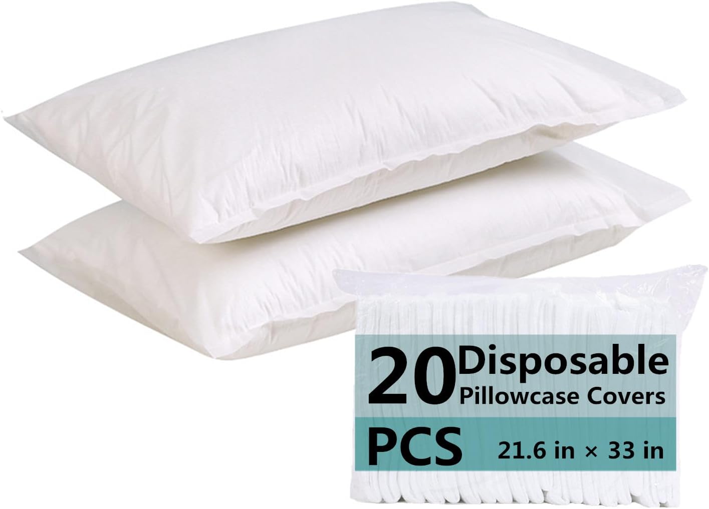 20PCS Disposable Pillowcase Case Covers, Single Use Pillowcase, 21.6×33.4 Inch Travel Pillow Cases for Hospital Hotels, Guest Rooms, Bedding Supplies
