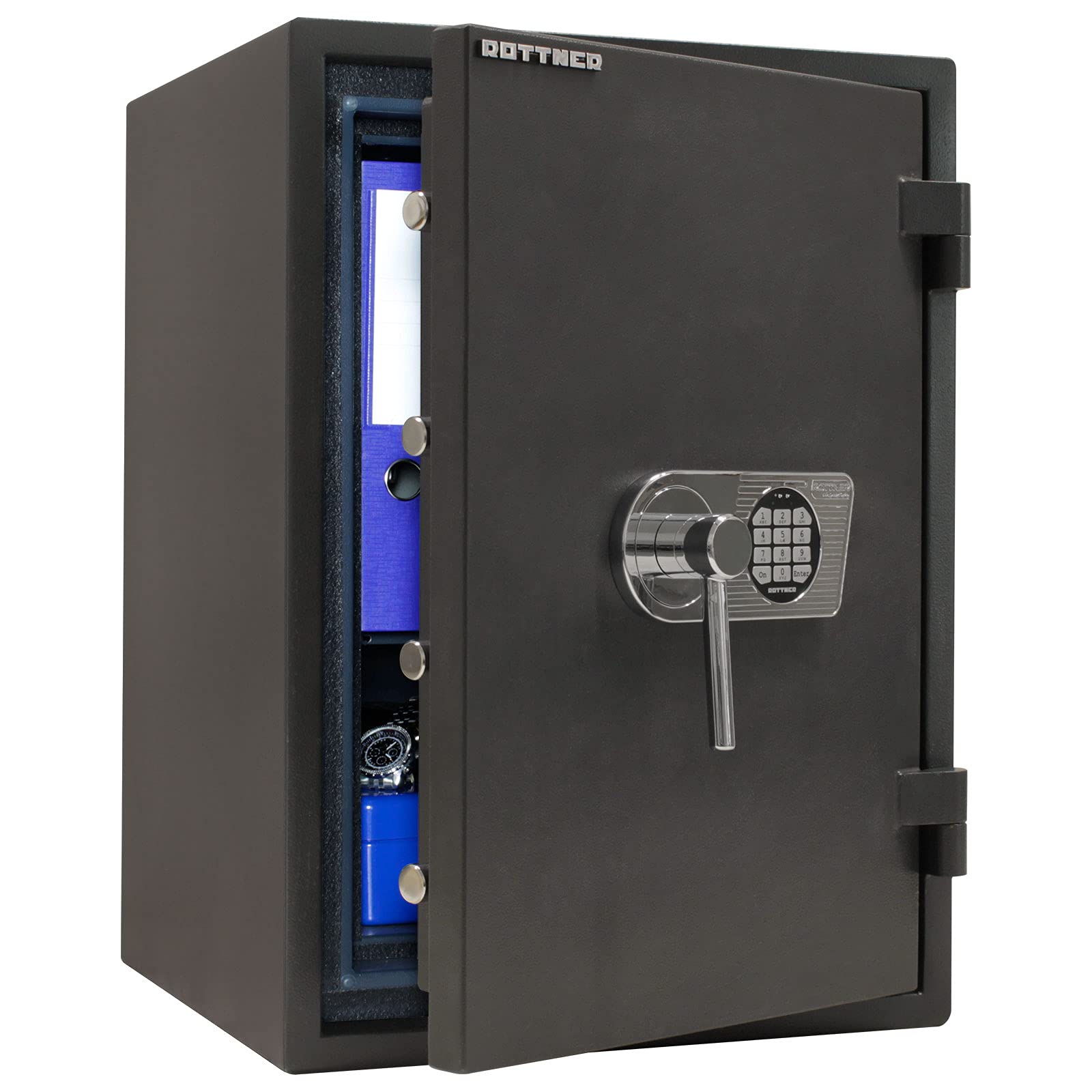 Rottner FireProfi 65 Premium Wertschutzschrank (HxBxT) 670x480x455 mm Elektronikschloss Handhebelgriff inklusive Batterie Notbestromung möglich verstellbarer Fachboden Befestigungsmaterial