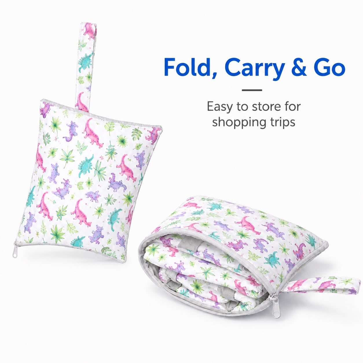 Shopping Cart Cover for Baby, Velcro & Buckle Strap Design, Machine Washable Foldable Cover with Storage Pouch, Fits Most Grocery Carts & High Chairs (Dinosaur Forest)