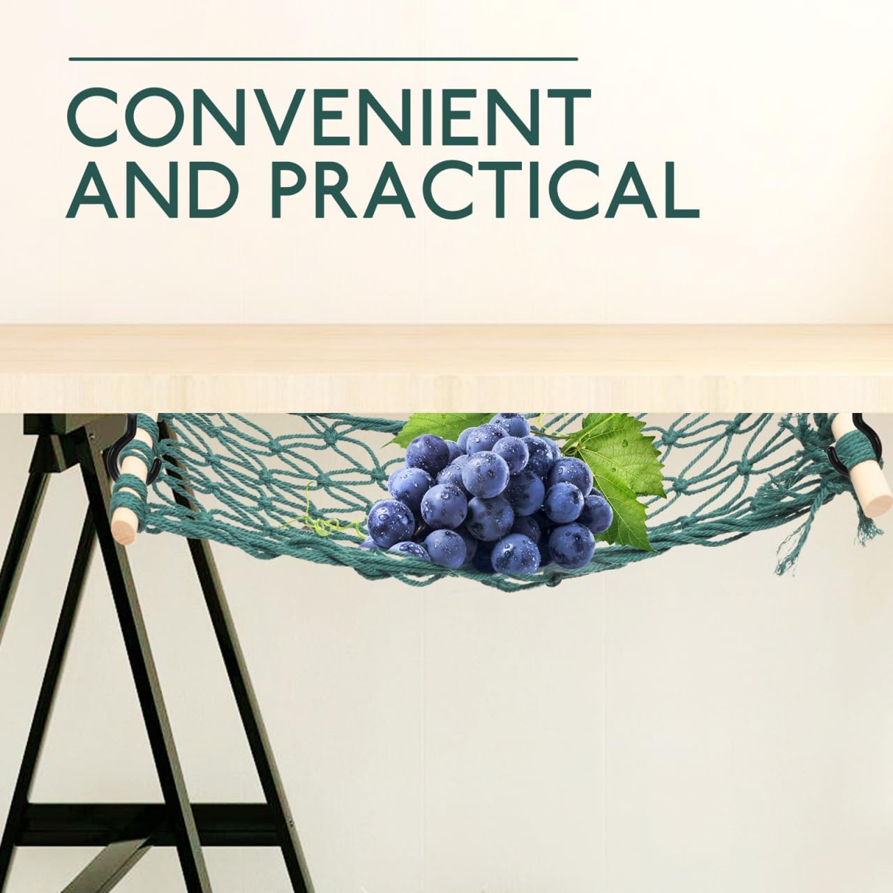 ULTECHNOVO Woven Fruit Vegetable Net Bag Hanging Hammock Kitchen Storage Organizer Decorative Bohemia Style Basket for Home Party Use Green