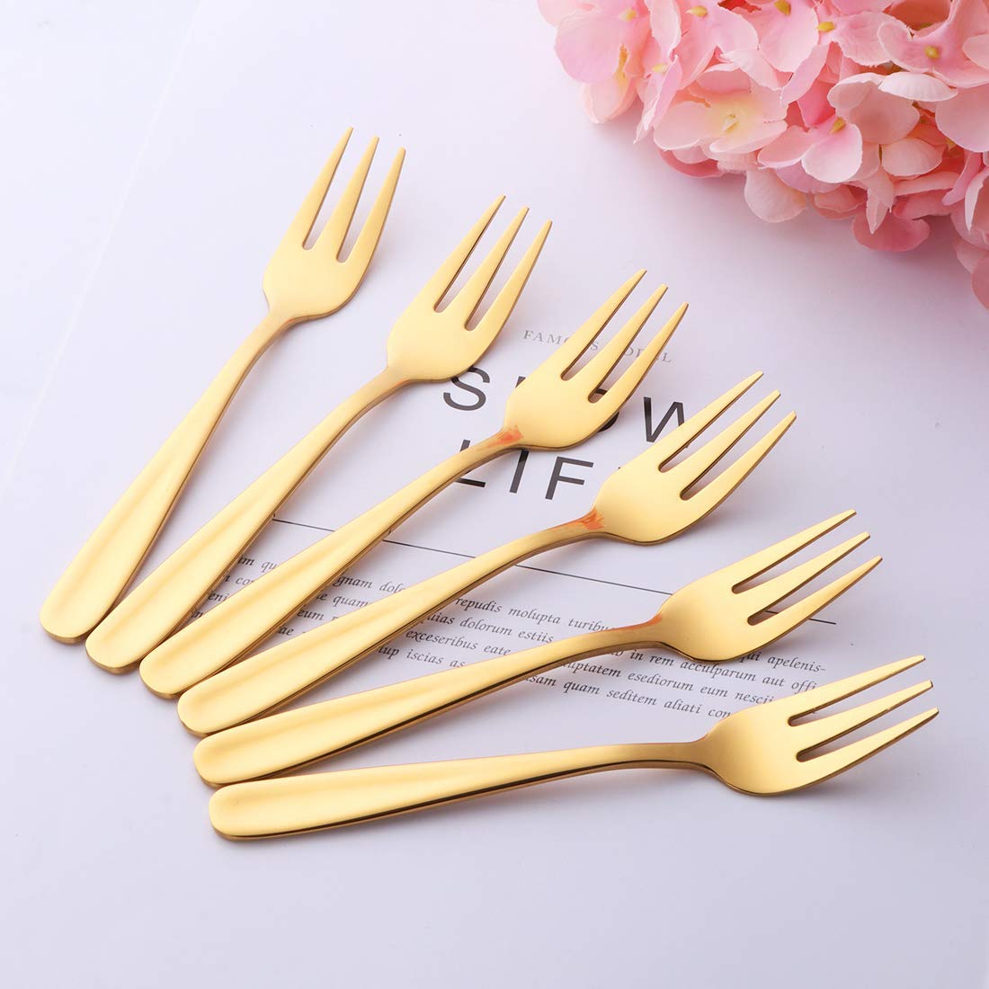 Cocktail Forks, 18/10 Stainless Steel 3-tine Appetizers Desert Mini Salad Fruit Fork Sets of 8, 5.5 Inch — Amazon image 3