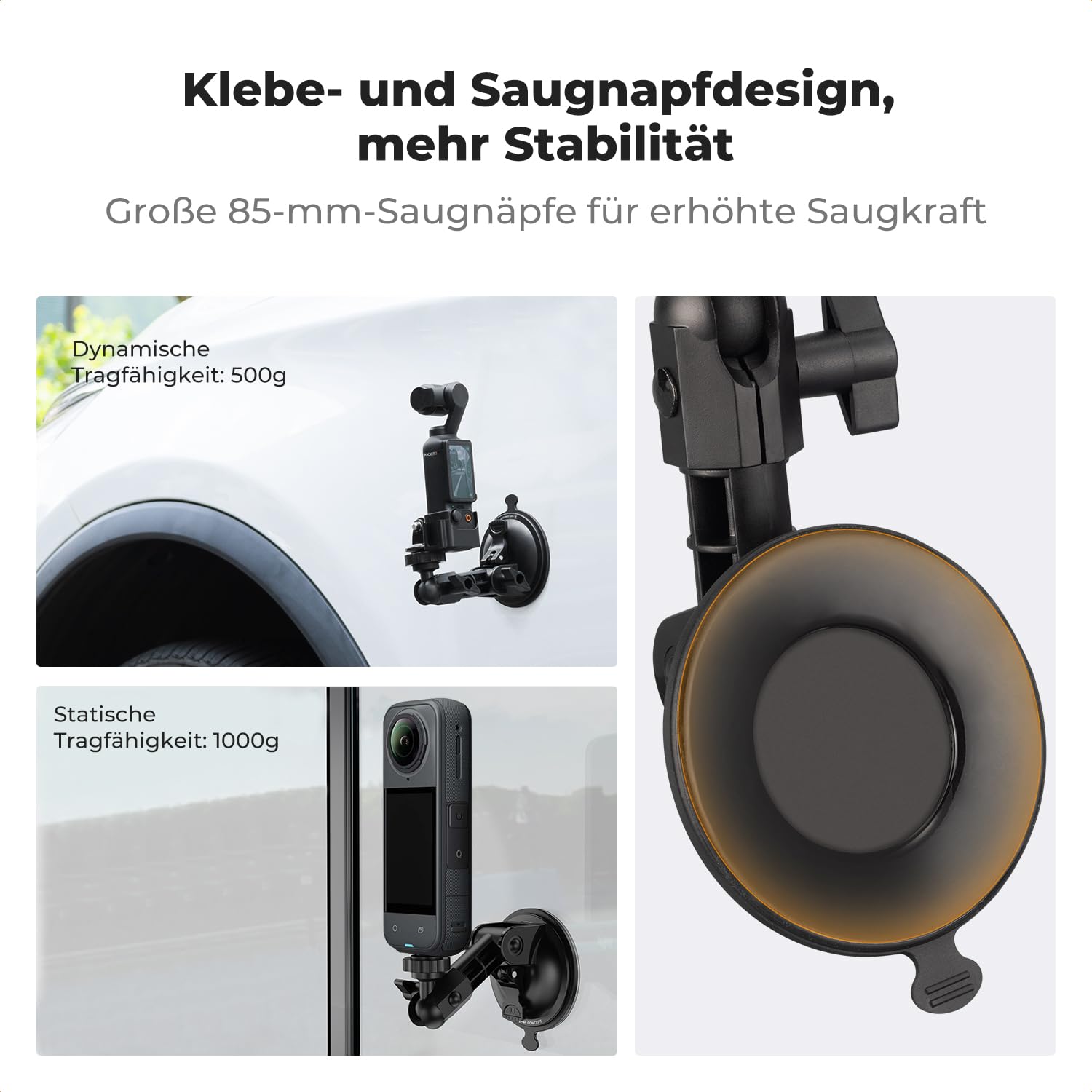 Supporto Magnetico K&F Concept Per DJI Osmo Pocket 3 | Ventosa Elettrica 2 In 1, Per Auto E Superfici Lisce
