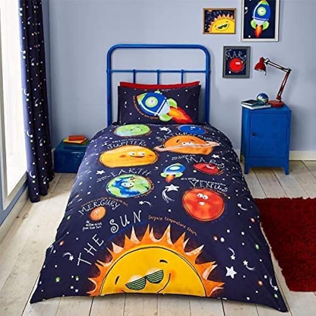 Catherine Lansfield Happy Space Easy Care Single Duvet Set Navy