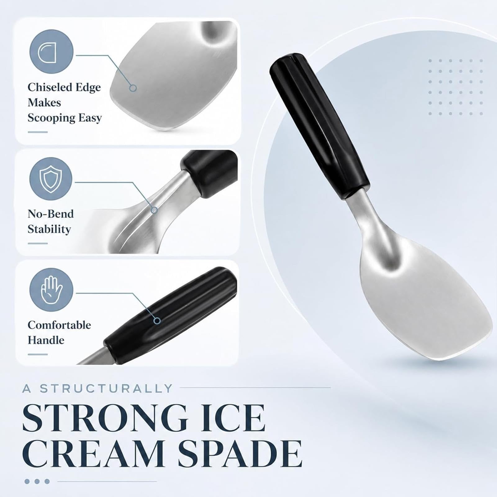 Lot de 6 cuillères à glace en acier inoxydable 430, cuillères à dessert glacées robustes en métal, pour pâte à biscuits, outil de service en cuisine pour usage