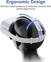 Vista 15 de Correa para la cabeza para auriculares 0culus Quest 2, correa de cabeza ajustable VR con 4 tapas de agarre para el pulgar del controlador - blanco