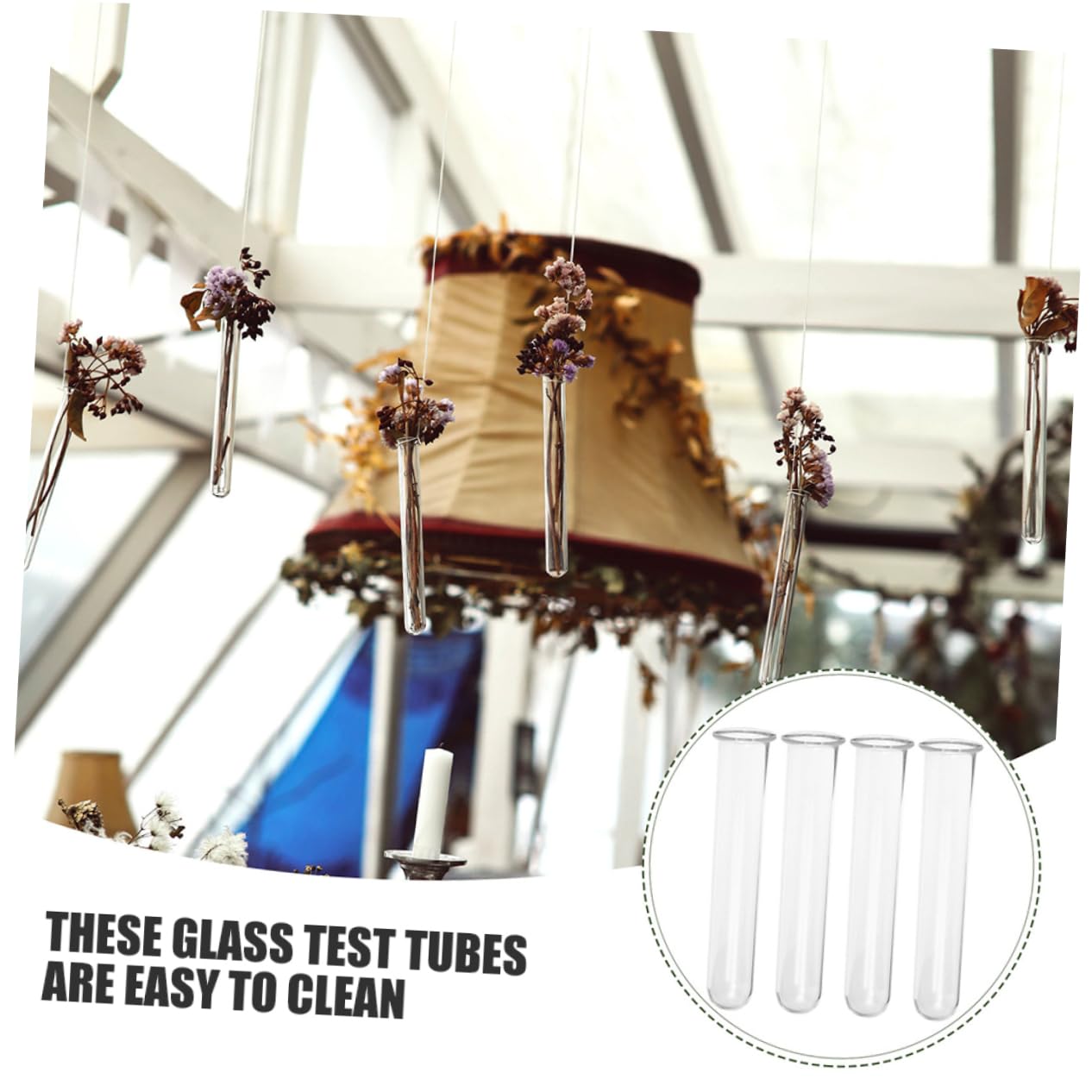 Zerodeko 4 tubos de ensayo de vidrio para propagación de plantas hidropónicas, elegantes soportes para plantas para enraizar, jarrones transparentes para decoración del hogar