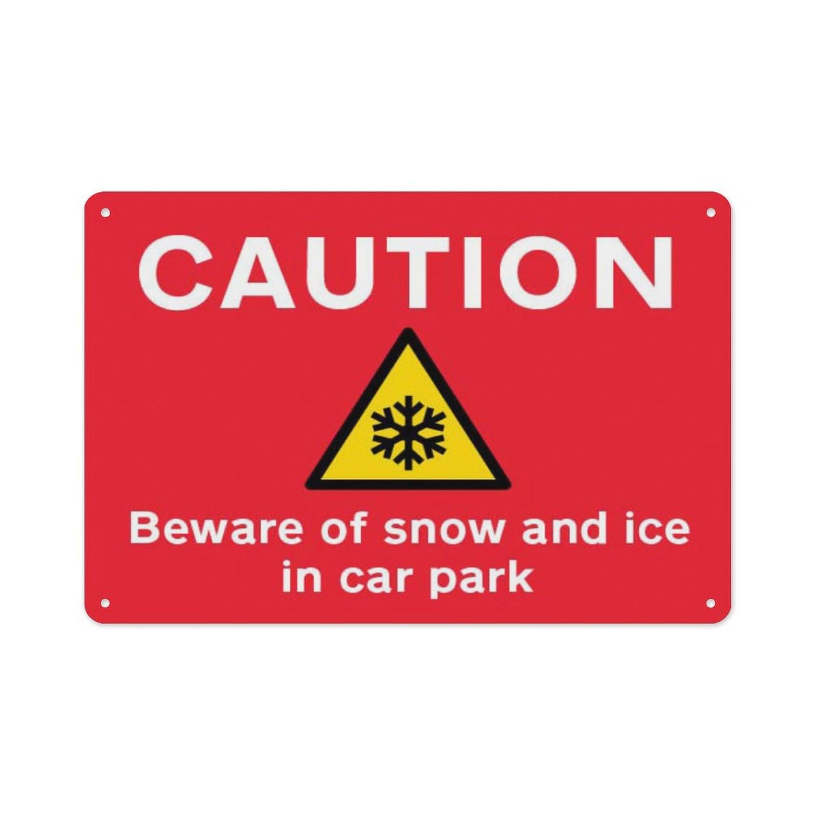 peiyeety Caution Beware Of Snow And Ice In Car Park Aluminum Tin Warning Signs For Home Outdoor Garden 8X12 Inches