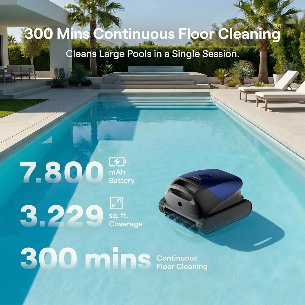 Beatbot Sora 10 Cordless Pool Vacuum Robot for Inground & Above Ground Pools, 6800 GPH Suction, Floor/Wall/Waterline/Shallow Area Cleaning, Waterline Parking, 300 Mins Runtime,Royal Blue