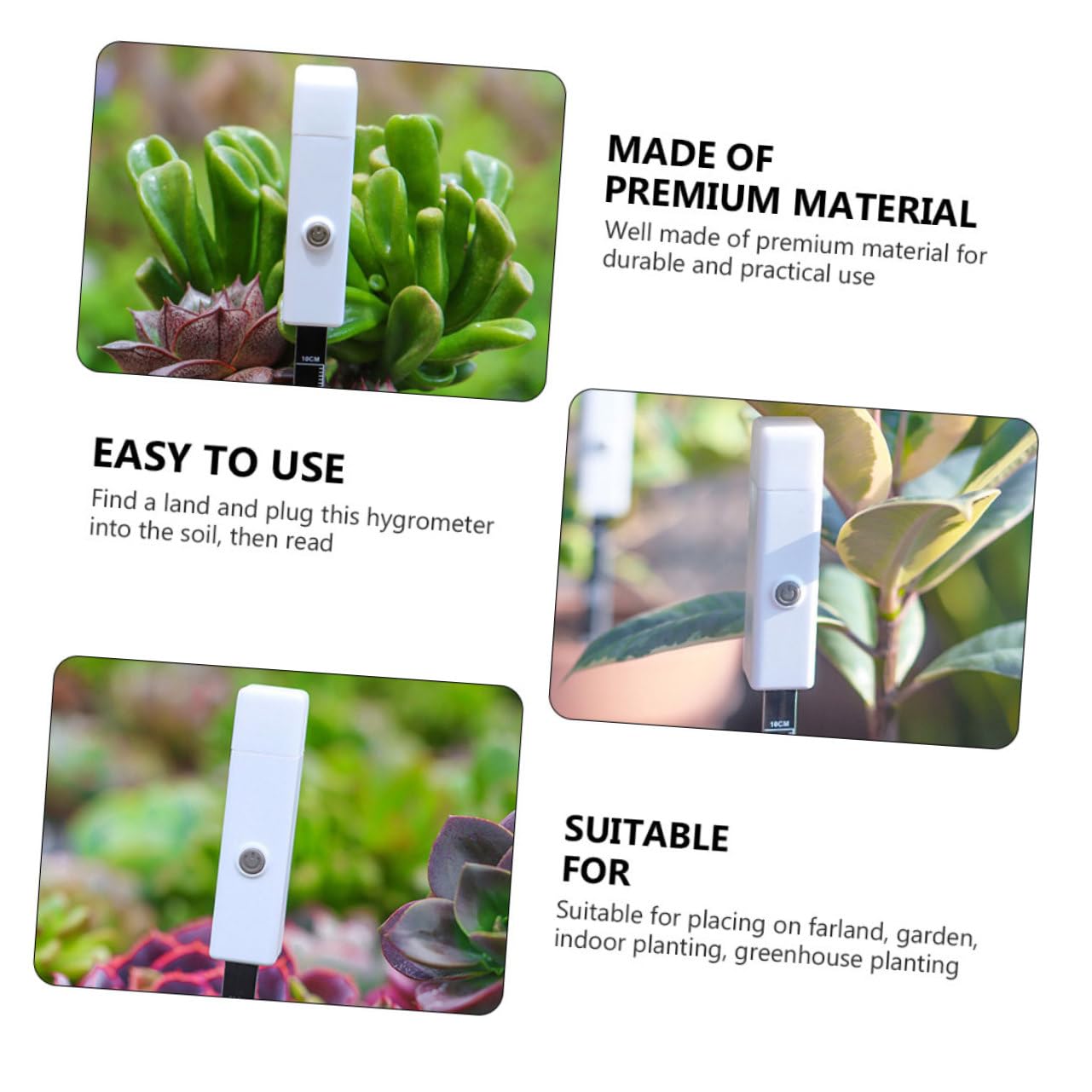 BESPORTBLE 3 Pièces Détection De L'humidité du Sol Usine Mètre Médite De Jardin Capteur pour Numérique Compteur De Sol Détecteur D'humidité Testeur De Sol De Jardinage Le Fer Blanche